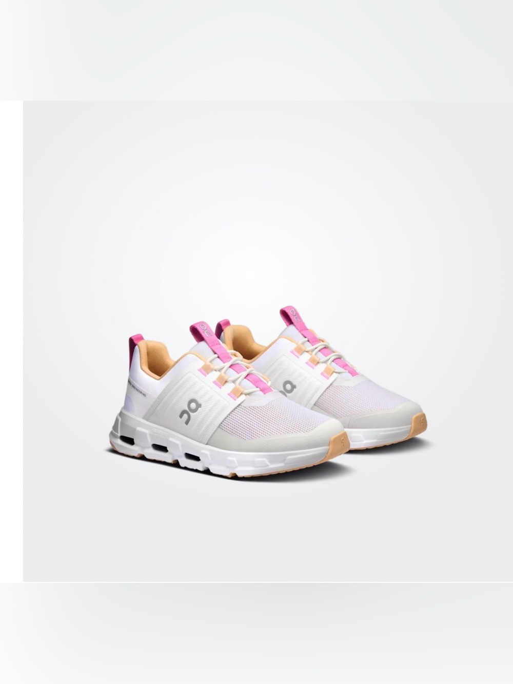 On Running Kids Cloudnova Sneakers in White with Pink & Tan Accents